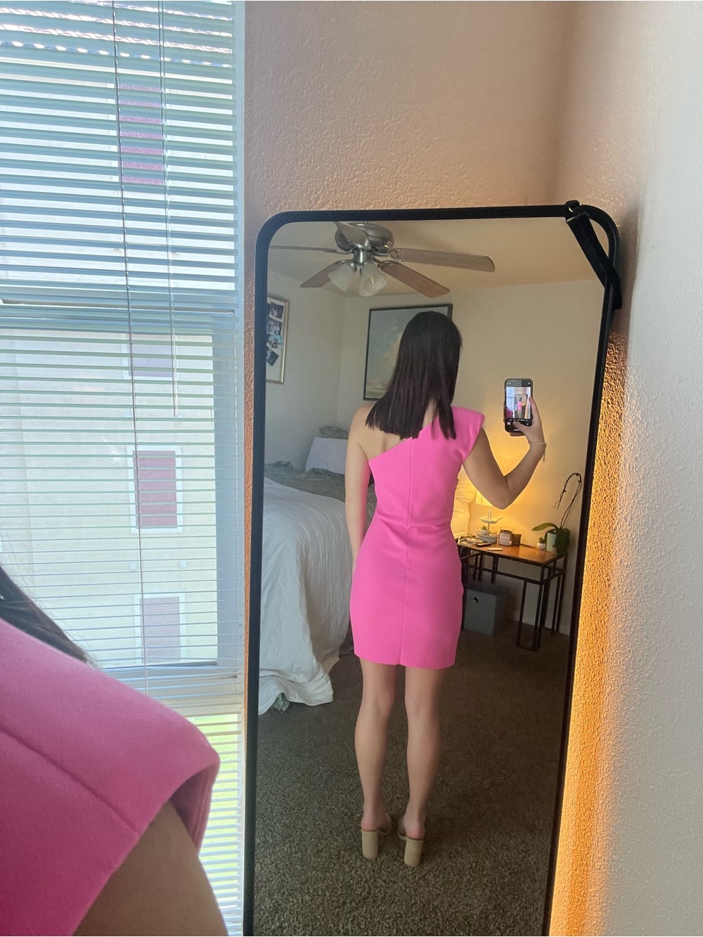 Amanda Uprichard Hot Pink One-Shoulder Cocktail Dress - Picture 2 of 5